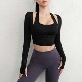 Two fake running speed dry long sleeved tops with chest cushions CX8017