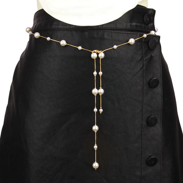 Imitation pearl waist chain, metal chain, body chain