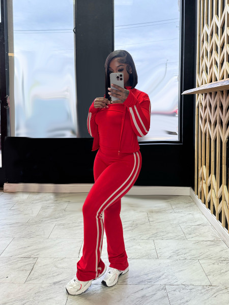 Splicing striped yoga suit zipper long sleeved jacket strapless three piece set