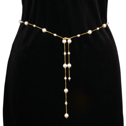 Imitation pearl waist chain, metal chain, body chain