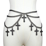 Hollow out cross pendant, wave side swing chain, waist chain