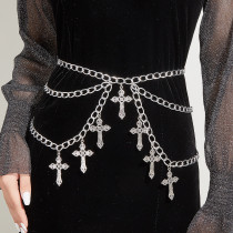 Hollow out cross pendant, wave side swing chain, waist chain Hollow out cross pendant, wave side swing chain, waist chain