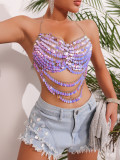 Colorful chain shell bead top vest
