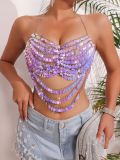 Colorful chain shell bead top vest