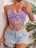 Colorful chain shell bead top vest