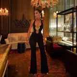 3D flower hanging neck jumpsuit