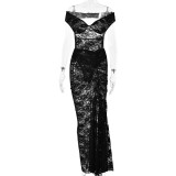 Strapless and backless lace jumpsuit, half skirt, pleated long skirt set