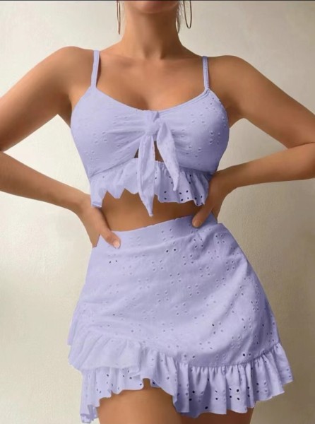 Beach skirt bikini three piece swimsuit set