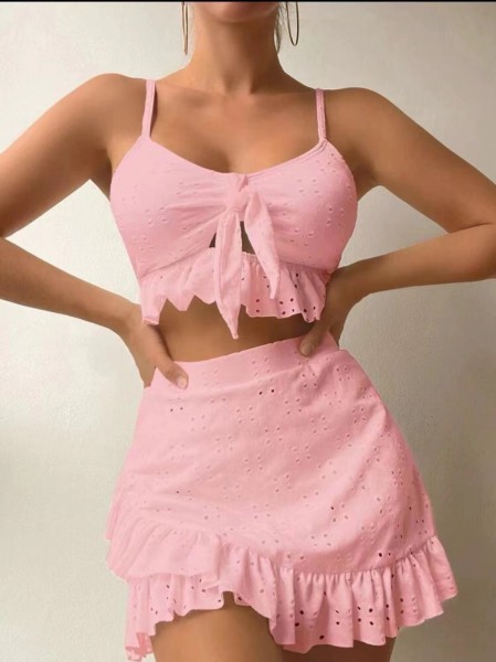 Beach skirt bikini three piece swimsuit set