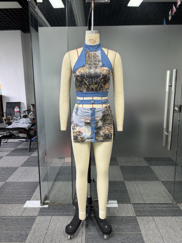 Printed metal chain decoration fork tie set