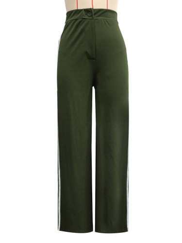 Side striped high waisted straight leg pants