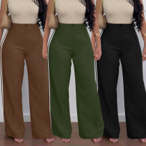 Side striped high waisted straight leg pants
