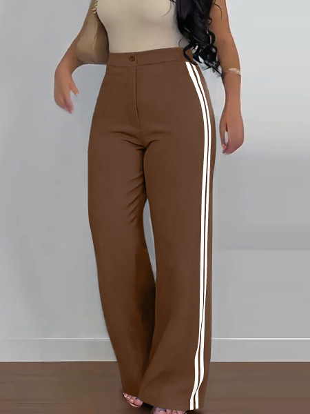Side striped high waisted straight leg pants
