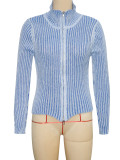 Knitted cardigan zipper slim fit sweater jacket