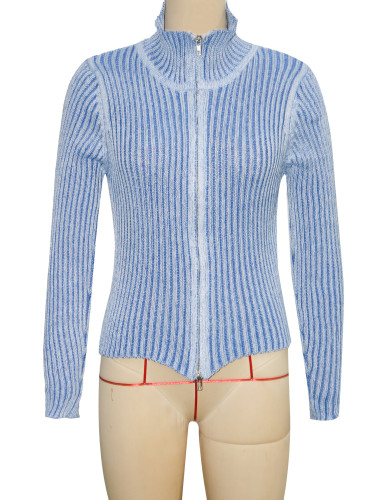 Knitted cardigan zipper slim fit sweater jacket