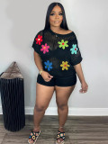 Round neck floral short sleeved top with pullover