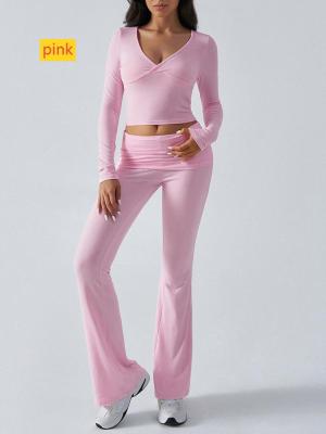 Knitted long sleeved long pants two-piece set