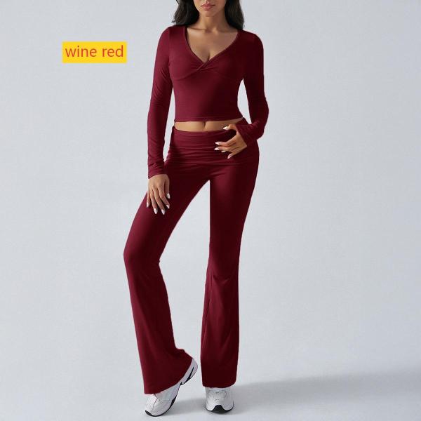 Knitted long sleeved long pants two-piece set