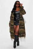 Women's perforated camouflage long windbreaker