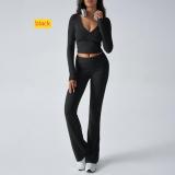 Knitted long sleeved long pants two-piece set