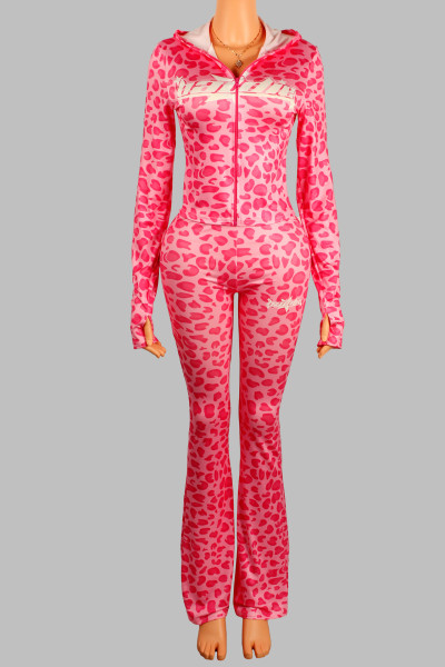 Leopard print set with letter printing   K25L784