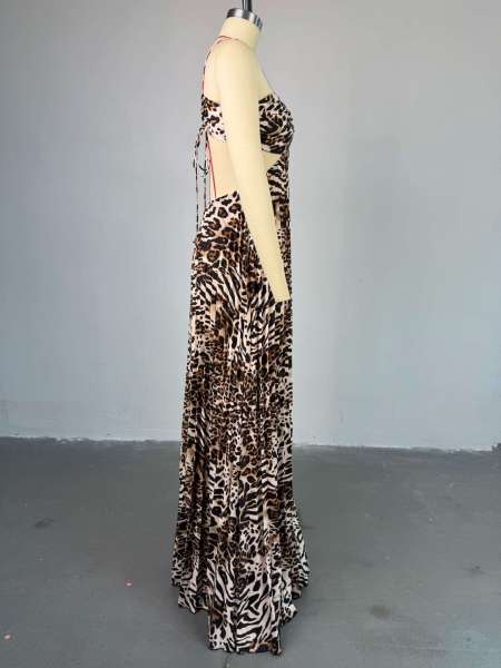 Strap, strapless, lace up, pleated, oversized swing dress