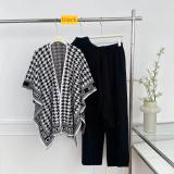 Long sleeved knitted sweater high waisted wide leg pants three piece set