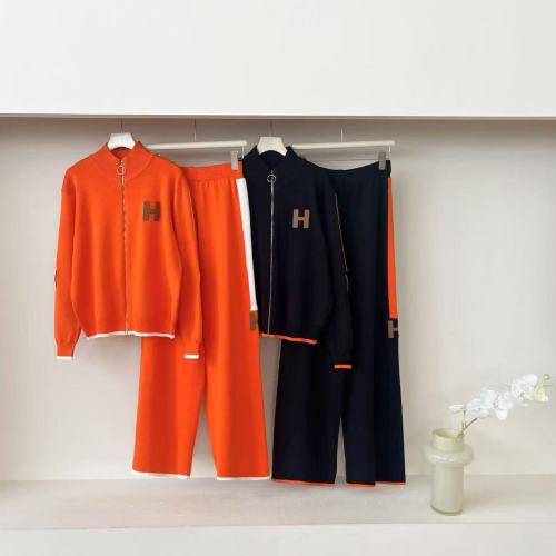 Large zipper knitted letter long sleeved jacket wide leg pants two-piece set