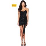 Strapless backless sleeveless ribbon dress