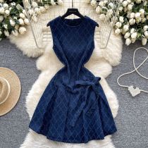 Cowboy bow strap round neck sleeveless vest short skirt