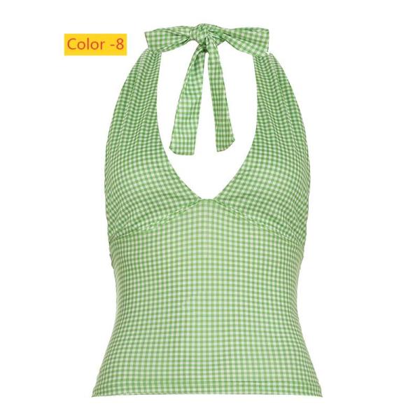 Polka dot neck strapless vest with black fungus edge hem and suspender top