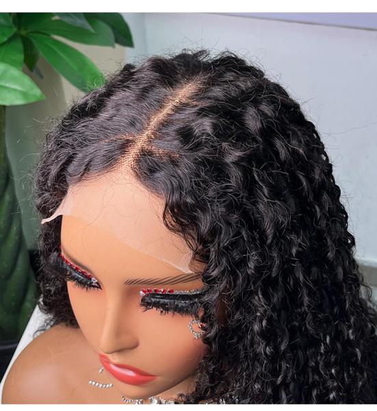 Lace-up glue-free human hair wig