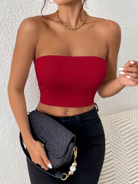 crop top and camisole one-piece dress with shoulder straps, worn as an outer top or bra top