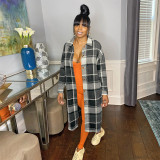 Classic plaid single breasted woolen coat