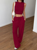 Sleeveless T-shirt Wide Leg Pants Set