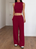 Sleeveless T-shirt Wide Leg Pants Set