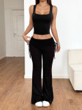 Sports Solid Color Women's Pants Set