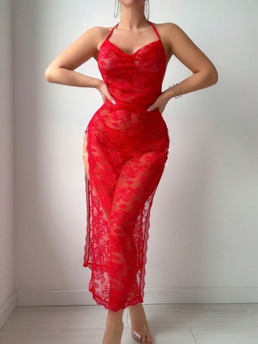 Pajama uniform see-through lace hip-hugging dress sexy lingerie