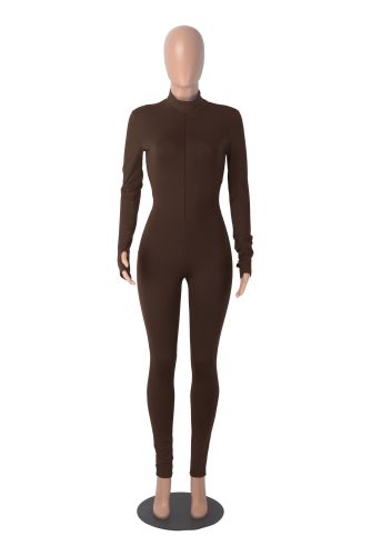 Milk silk fleece zipper sports jumpsuit