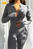 Pit stripe invisible zipper sports jumpsuit