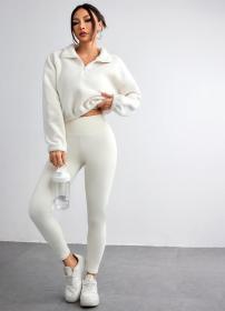 Plush hoodie yoga suit workout three piece set
