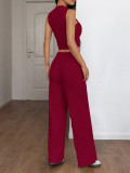 Sleeveless T-shirt Wide Leg Pants Set