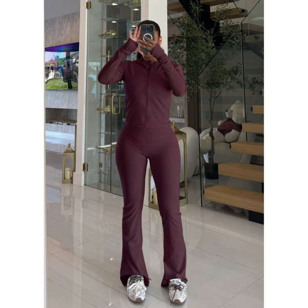 Tight fitting quick drying zipper yoga exercise set