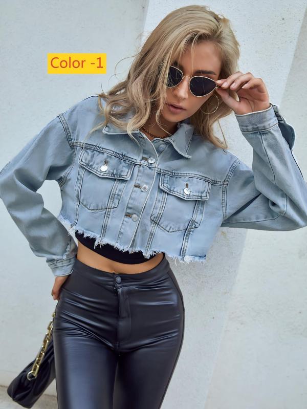 Short long sleeved denim jacket