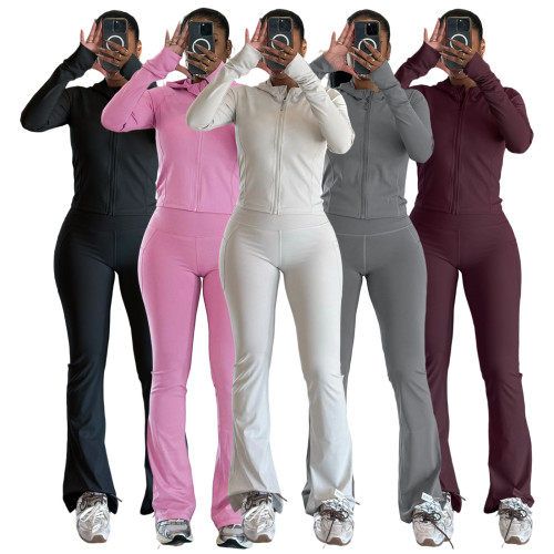 Tight fitting quick drying zipper yoga exercise set