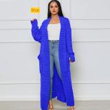 Solid color long Fried Dough Twists sweater cardigan coat
