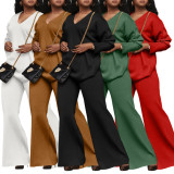 Thick suede sleeve split two-piece set