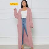 Solid color long Fried Dough Twists sweater cardigan coat