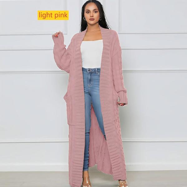 Solid color long Fried Dough Twists sweater cardigan coat