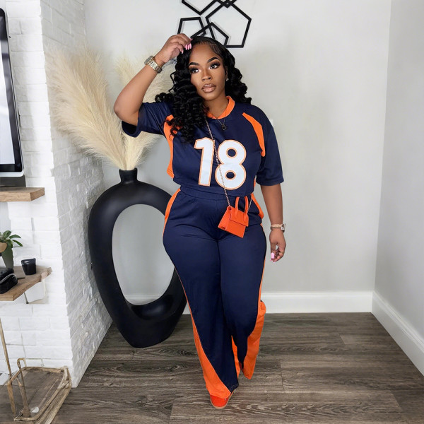 Half sleeved top paired with pants two-piece set